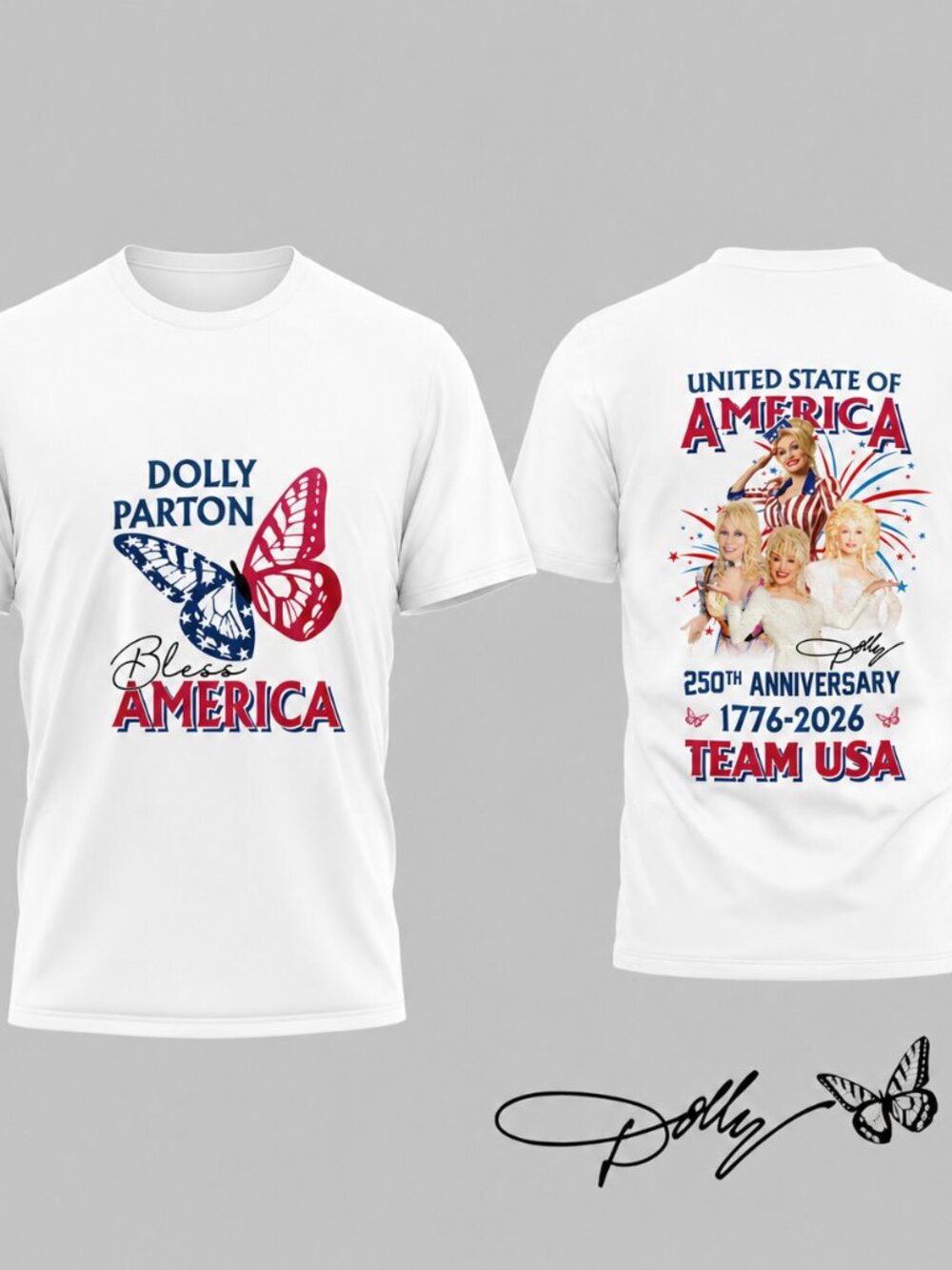 Dolly Parton Bless America 250th Anniversary 1776-2026  2-Sided T-Shirt